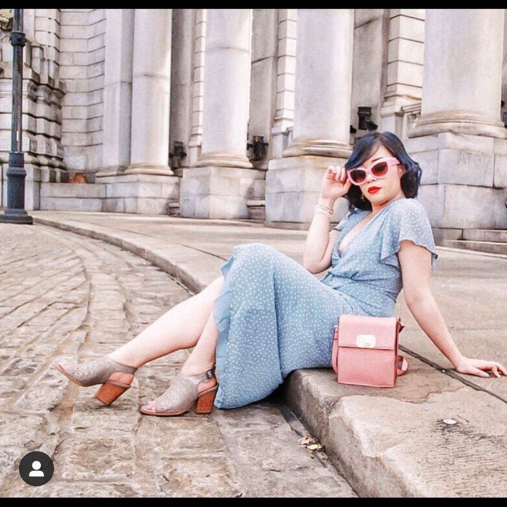 Women’s Light Blue Polka Dot Maxi Dress